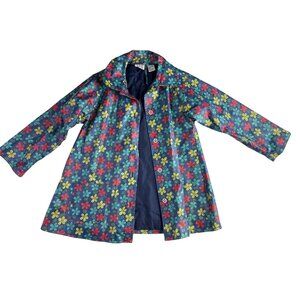 Vintage Talbots Kids Girls 6X Floral Raincoat Cotton Lining Outer Waterproof Nyl